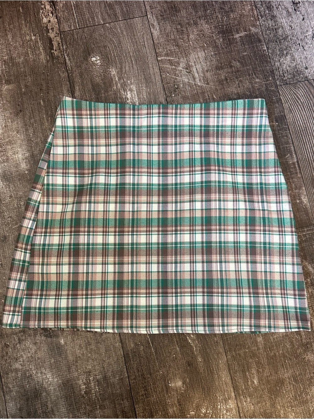 Zara Green and Tan Plaid Mini Skirt Size Medium